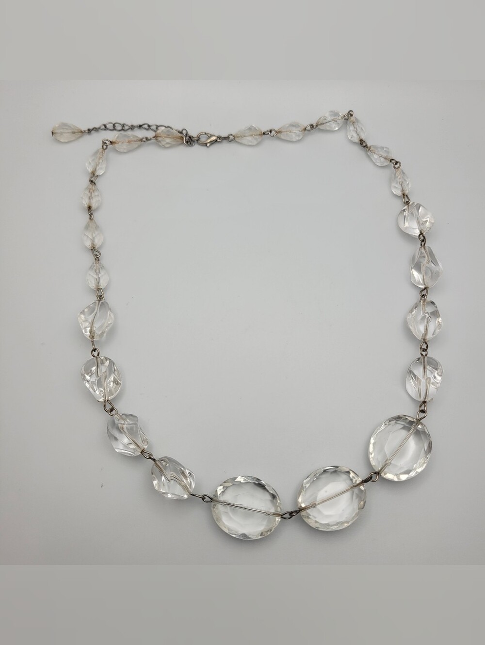 Clear Faceted Glass Bead Necklace - Women Jewelry